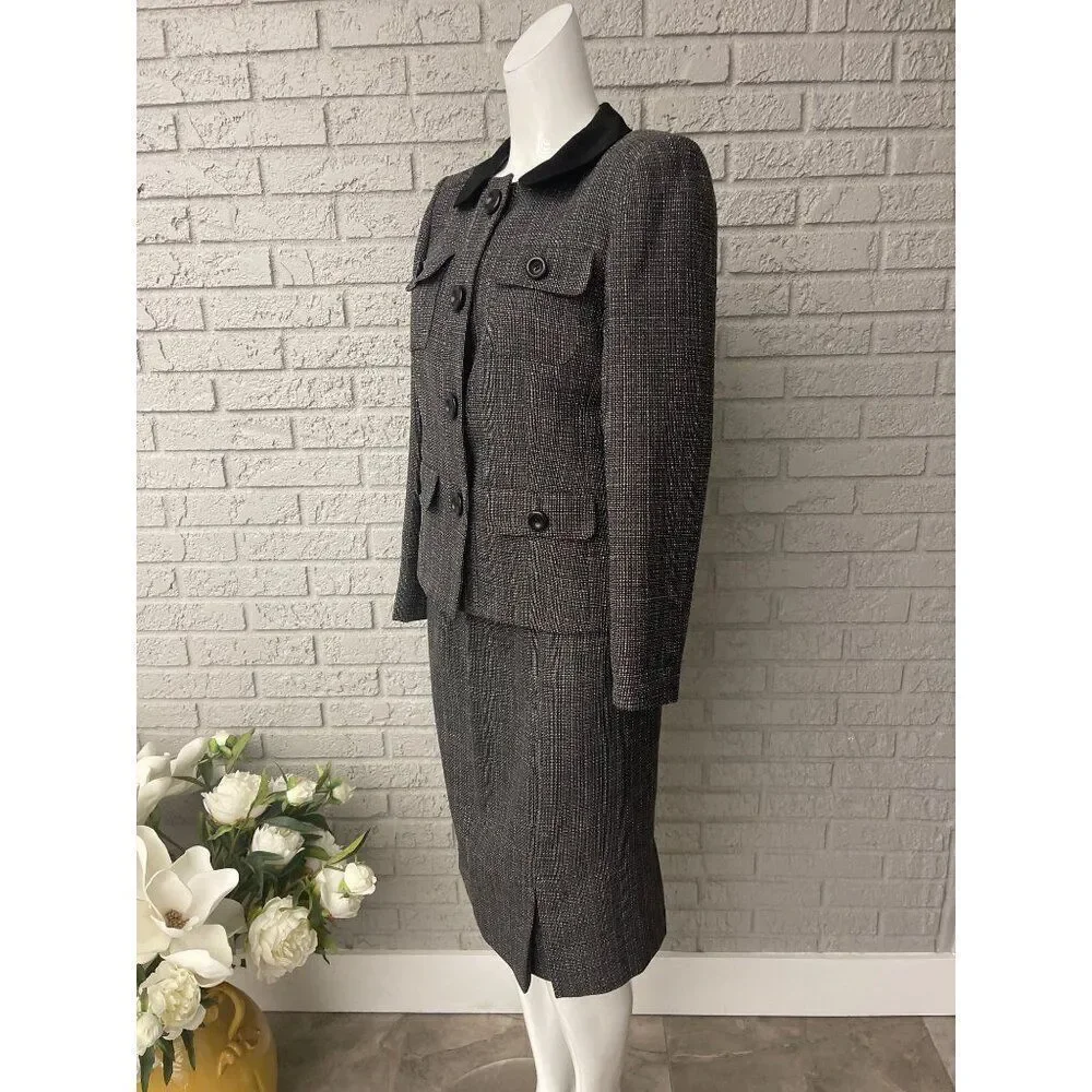 Le Suit Petite Women Gray Professional 2 Pcs Skirt Suit Set Size 6P
